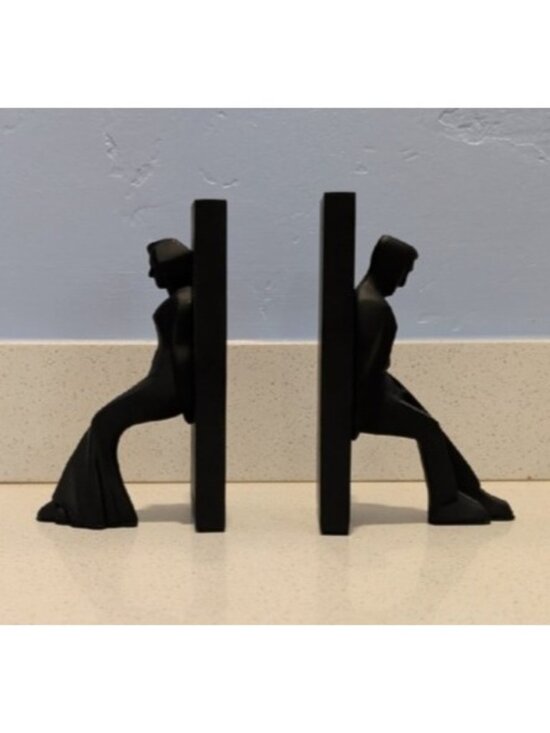 Kikkerland Other - Chris Collicott Bookends Pair Man Woman Sculpture Black Art Deco Cubist Realism